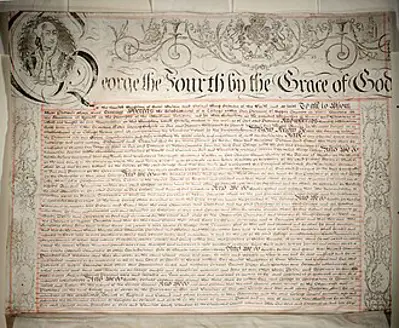 1694 a royal charter is granted to the bank of england