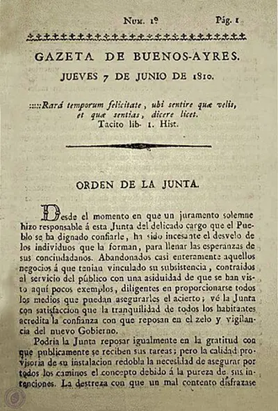 1810 the newspaper gazeta de buenos ayres is first published in a 06 07