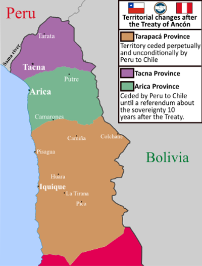 1883 peru and chile sign the treaty of ancon by which the tarapa 10 20