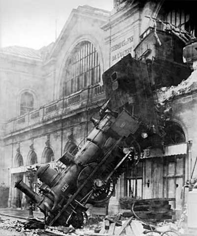 1895 in paris an express train derails after overrunning the buf 10 22