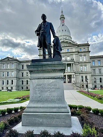 1898 a statue of austin blair pictured was dedicated in a cerem 10 12
