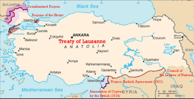 1923 the treaty of lausanne settling the boundaries of modern tu 07 24
