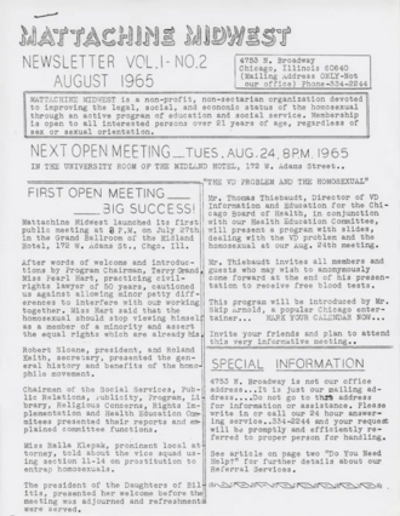 1965 mattachine midwest a gay rights organization in chicago he 07 27