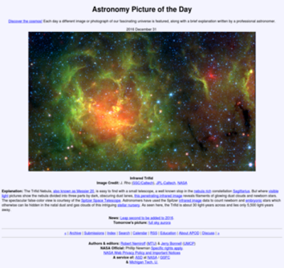1995 the astronomy picture of the day website is launched