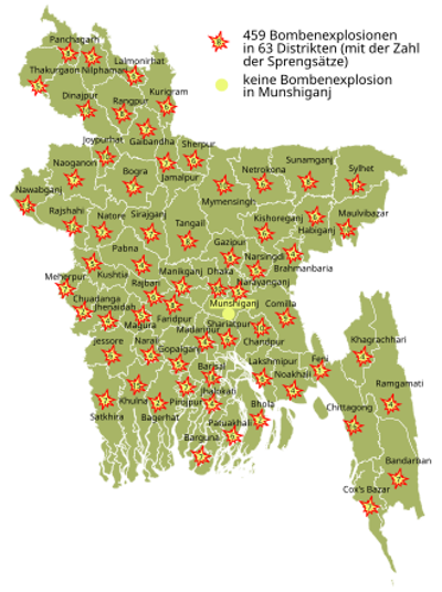 2005 over 500 bombs are set off by terrorists at 300 locations in 08 17