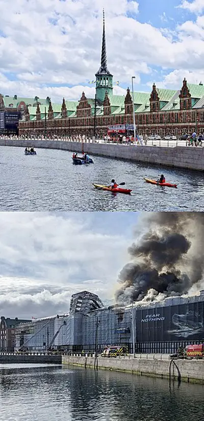 2024 the historic brsen in copenhagen denmark is severely dama 04 16