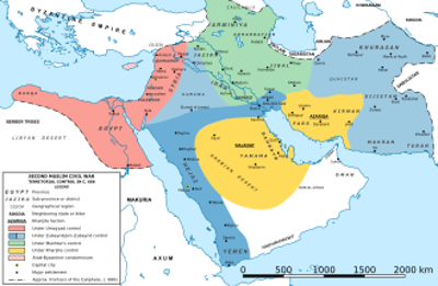 686 second fitna pro alid forces defeated the umayyad caliphate 08 06